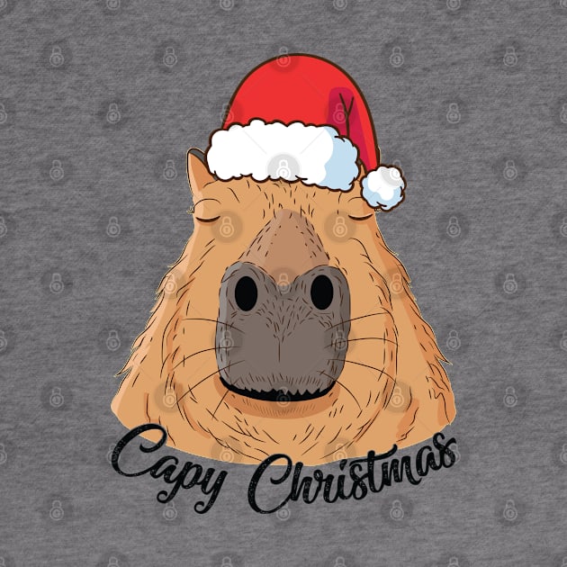 Capy or Huppy Christmas Capybara Holidays Santa Design by alltheprints